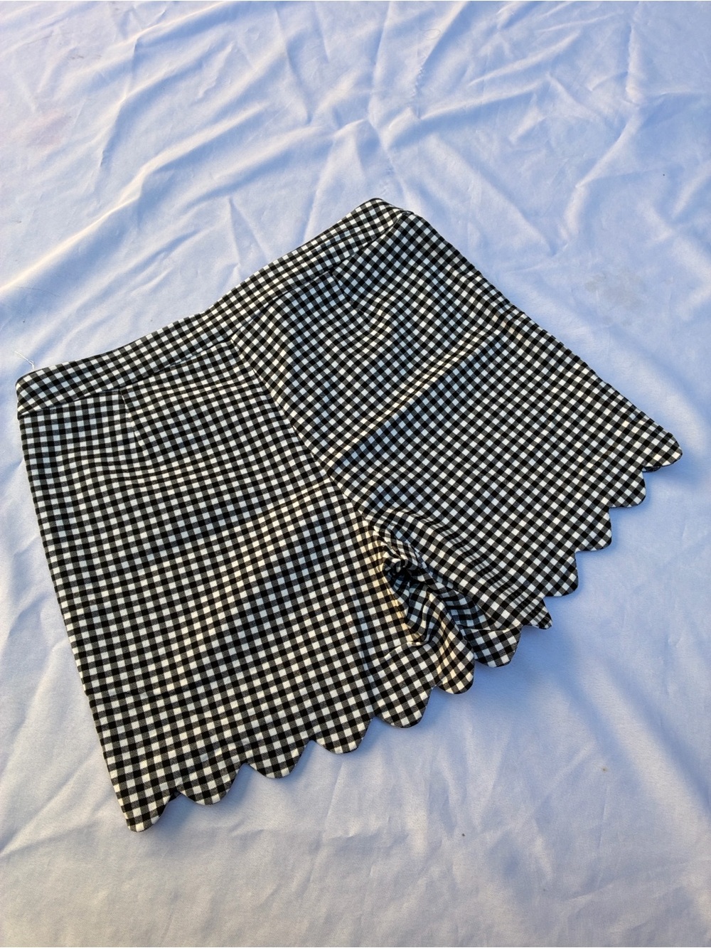 BUNDLE This! Black & White Gingham Scalloped Hem Shorts